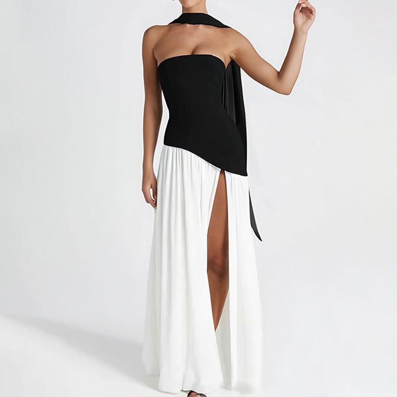 2026 Women's Clothing Fashionable Temperament Pure Color Pleated Split Dress