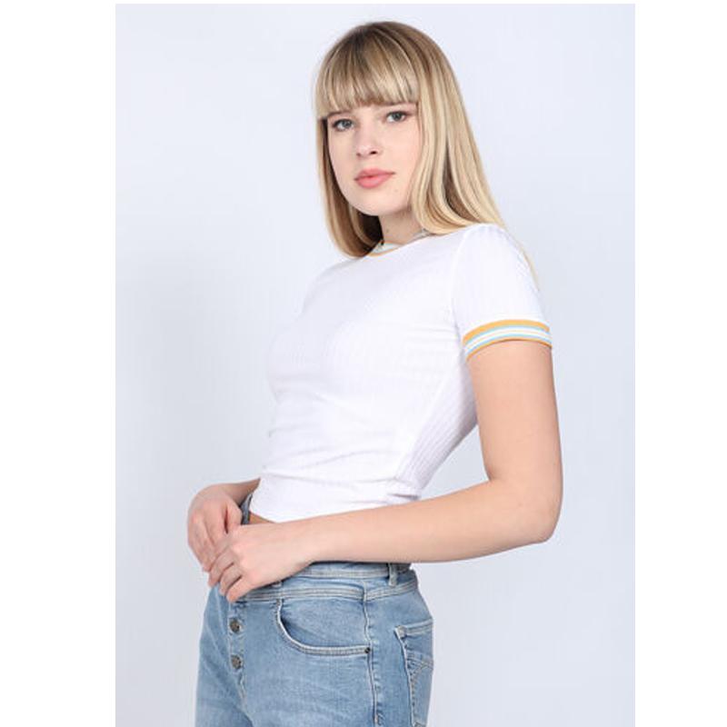 

Женская футболка в рубчик Белая XS белый