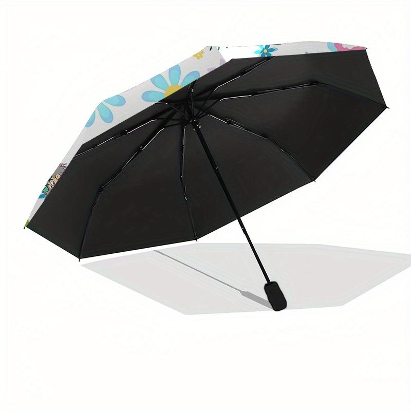Disney Alice, Wonderland Automatic Open/Close Umbrella - Cute Umbrella with Cute Design, Portable 3-Fold Compact Umbrella for Men & Women, V