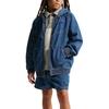 Nike Sportswear Collection Full-Length Zipper Hooded Denim Long Sleeve Kids Jackets IF2306-435