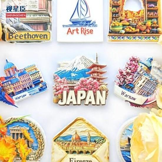 Refrigerator Magnet Japanese Souvenir Japan Commemorative Item Set 2 Resin Lightweight Temple Cherry Blossom Spring Style Interior Tourist Gift Craft