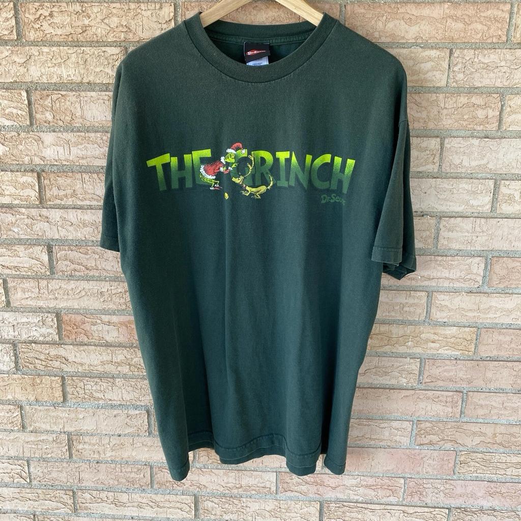 y2k 2001 Dr. Seuss The Grinch Green Graphic Christmas T Shirt Alstyle Size XL