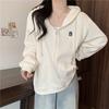 Vintage Hooded Cardigan Fleece Sweater Women's Autumn Thin Loose Vze Top Jacket Trendy