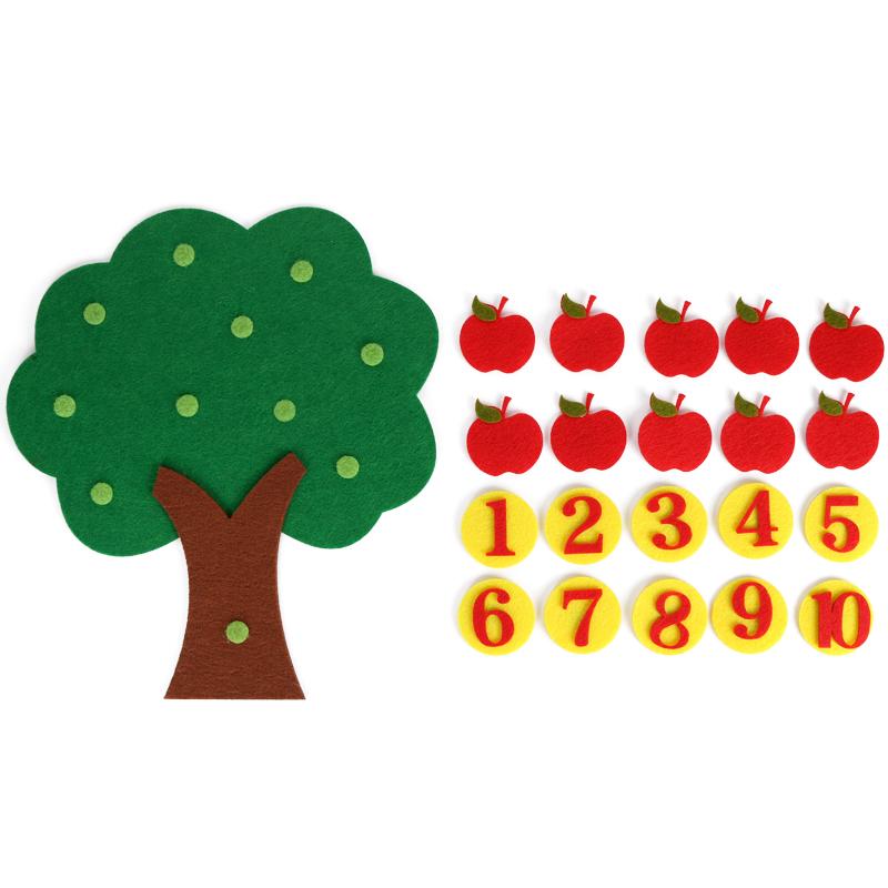 1-10 Giocattolo Educativo Montessori Puzzle per Bambini Giocattolo Fai da Te Fatto a Mano Scuola dell'Infanzia Carota Albero di Mele Abbinamento Insegnamento Digitale Gyh