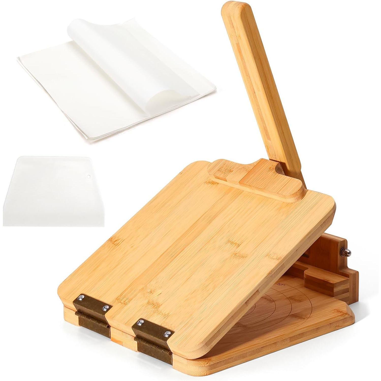 Tortilla Press 10 Inch Bamboo Tortilla Maker, Mexican Tortillera Presser Homemade Flour Tortilla Press for Mexican Tortillas Roti Burrito