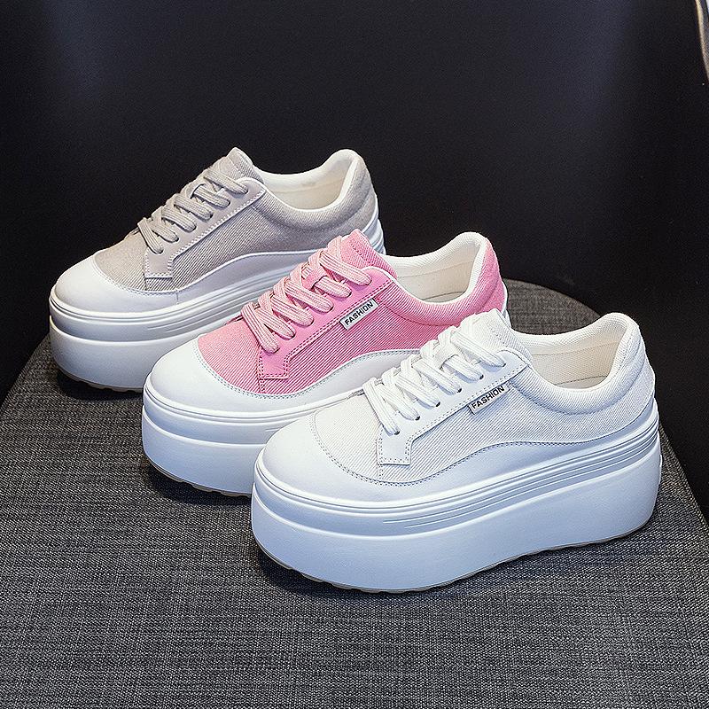 Popular Pink Single Shoes Women's 2025 New Little White Shoes Women's Versatile Fashion Thick Sole 8 Cm Trend Ins Simple