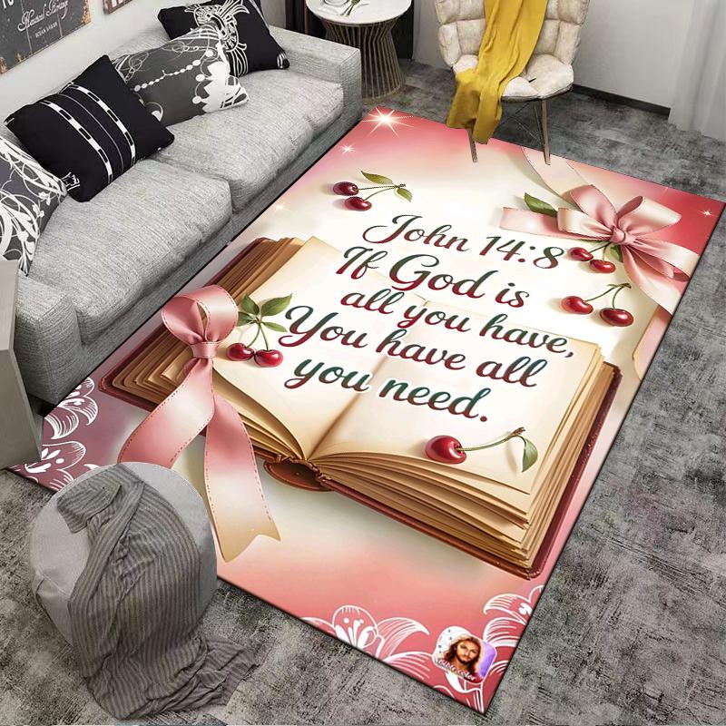 John 14:8 Cherry Bible Verse Carpet Non-slip Rug Suitable for Living Room and Bedroom Sofas