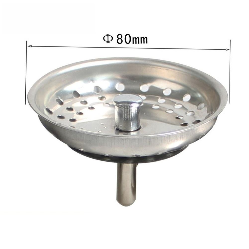 Sink Drain Cover Stainless Steel Kitchen Sink Strainer 80mm Filter Drain Cover Water Sealing Tools Replacement Spare Parts