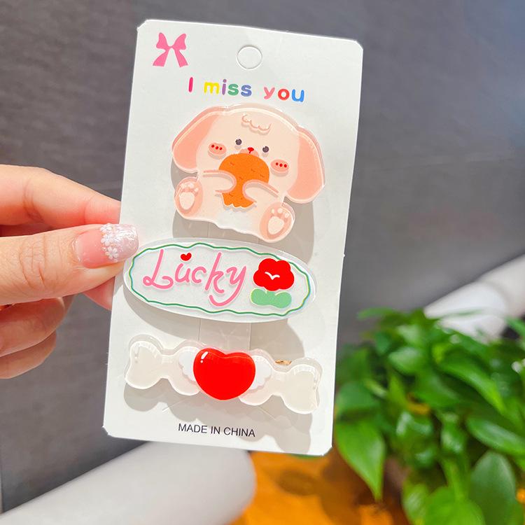 Korean Style Cute Bear Hairpin Set for Women – Summer Girlish Heart Bangs Clip