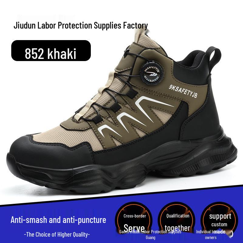 All-Season High-Top Microfiber Leather Work Boots: Anti-Smash, Anti-Puncture, Wear-Resistant, Comfortable for Long Standing