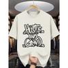 European Size Men'S Casual Crew Neck T-Shirt with "Hustle and Grind" Graphic Print, Lightweight Cotton, Summer Streetwear for Adults