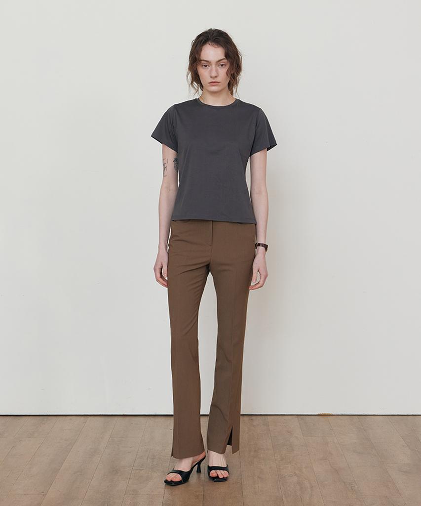 STEP AROUND Boots Cut Slit Pants_Brown