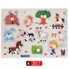Big Size Baby Montessori Wooden Puzzle Hand Grab Board Set Educational Toys Infantil Cartoon Number Letter Math Puzzle Kids Gift