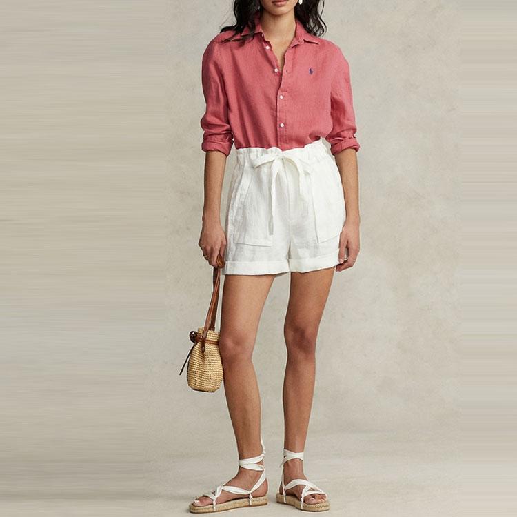 Polo Ralph Lauren SS22 Solid Color Logo Embroidered Single-Breasted Long Sleeve Shirt Women Shirts WMPOSHTNDO20226-600