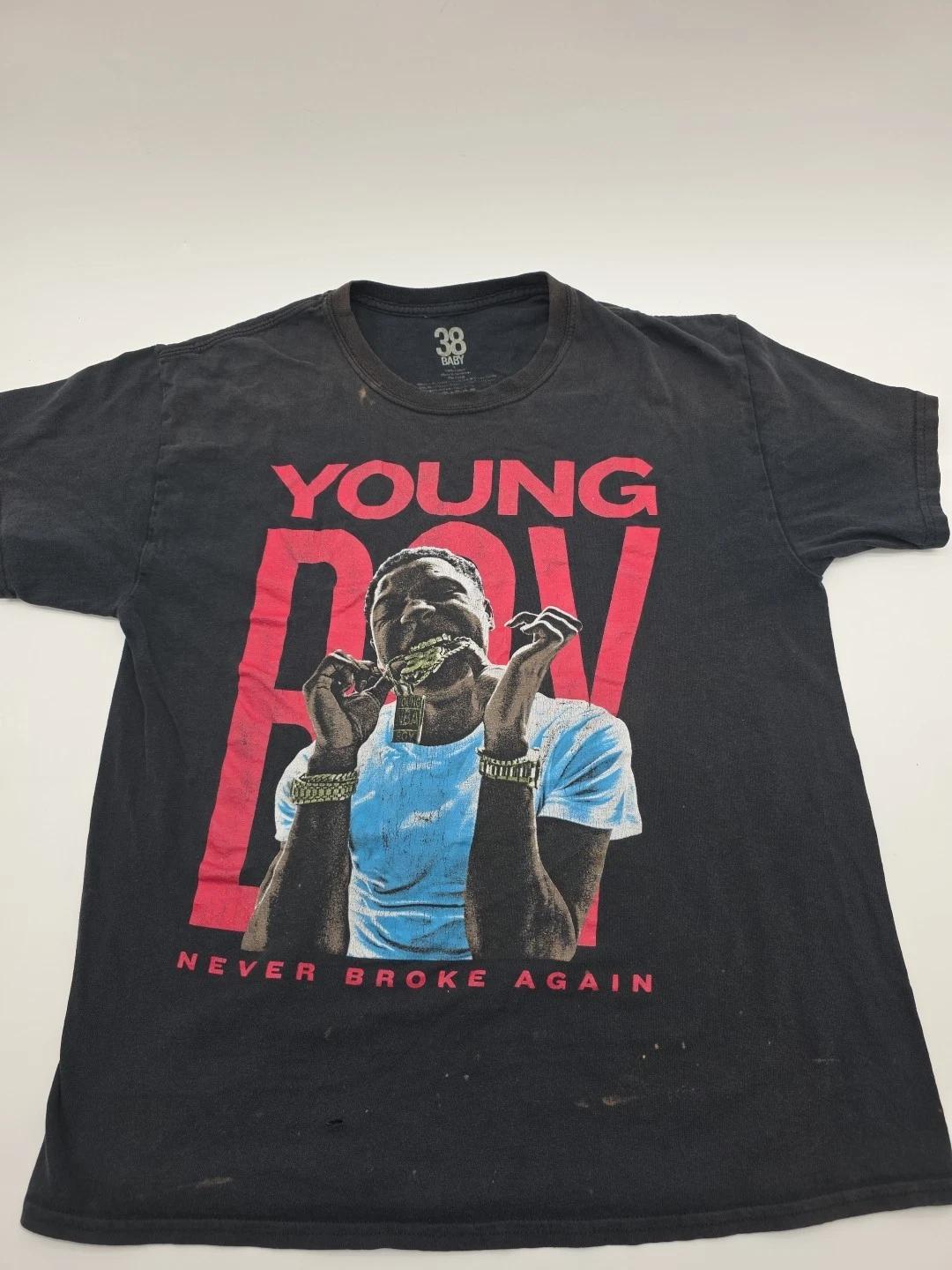 

YoungBoy T-Shirt Mens Size L Black Never Broke Again Graphic Rap Tee.#42080 XL