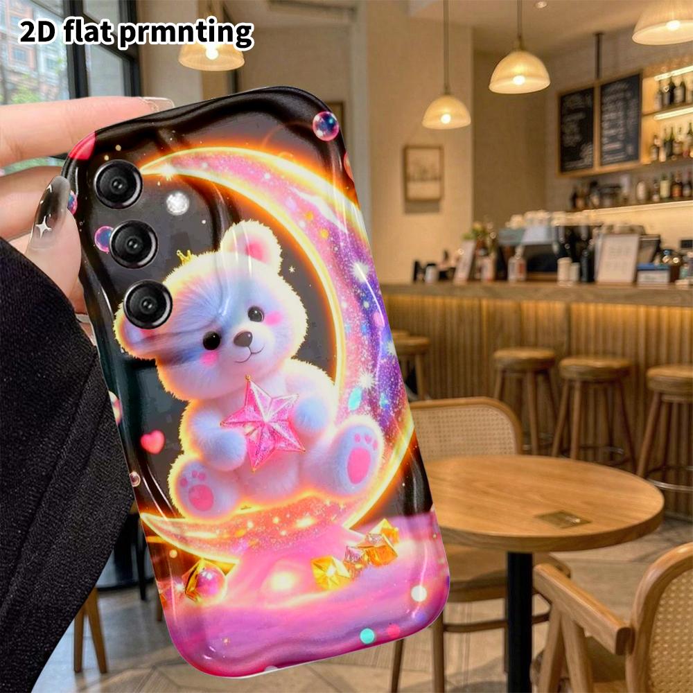Phone Case: 2D Flat Samsung Galaxy A34 A35 M05 M06 S20 S22 S21 FE Plus 5G Protective Case, Crown Little White Bear, Christmas and Halloween Gift