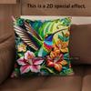 2D Tropical Hummingbird Floral Throw Pillow Covers Pattern Cushion Cover Suitable For Sofa Bedroom Car Pillow Cover