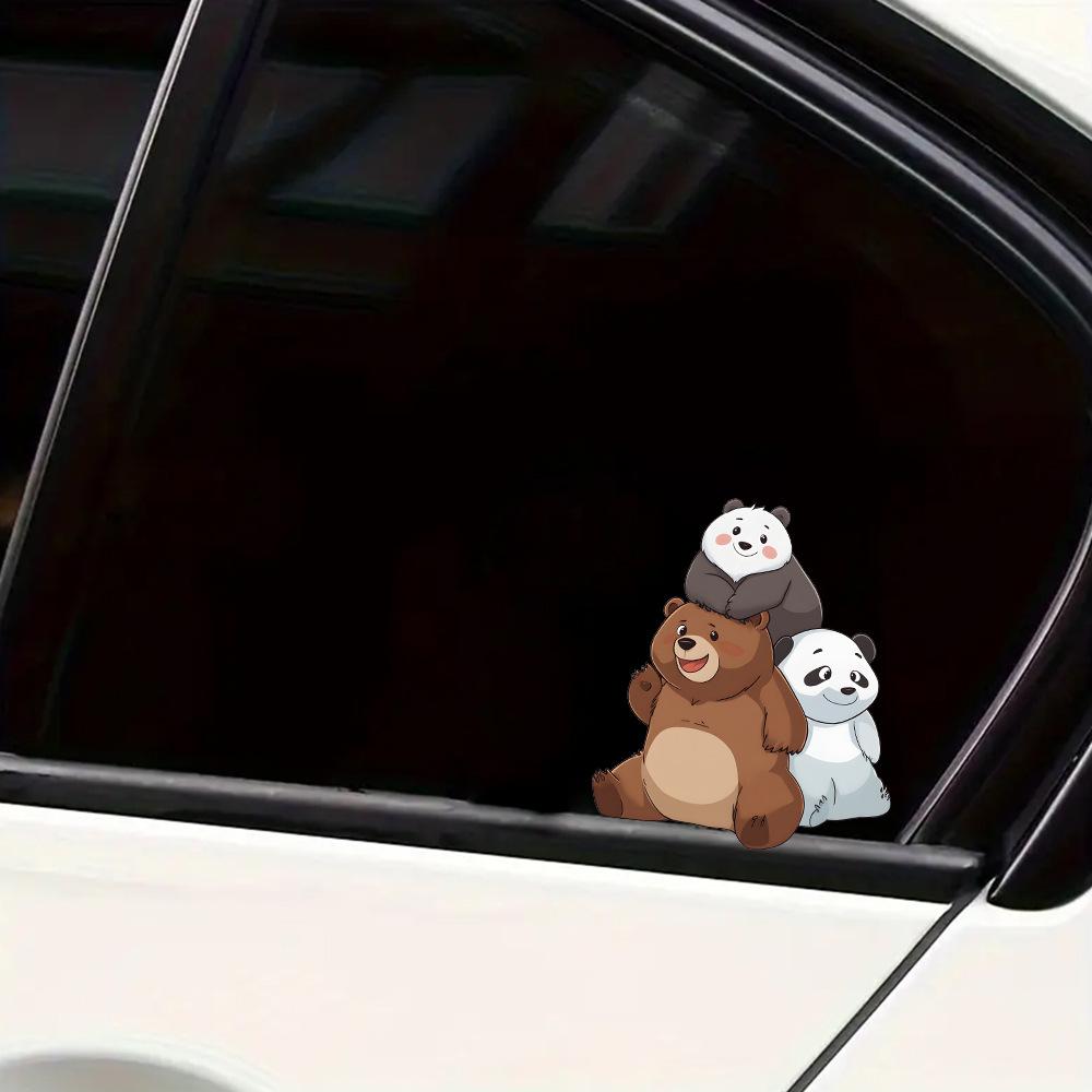 Cartoon Cute Bear Stacked with Arhat Glass Car Beautification Decorative Window Sticker