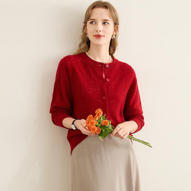 

ТУХУАНГ Женский кардиган ажурной вязки из чистой шерсти M (160/84A)