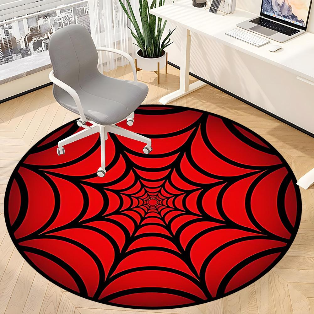 1 Stück Spinnennetz Büro Runder Teppich, Matte Geeignet Für Büro, Unter Bürostühlen Schlafzimmer Wohnzimmer Heimdekoration, Zimmer Deko