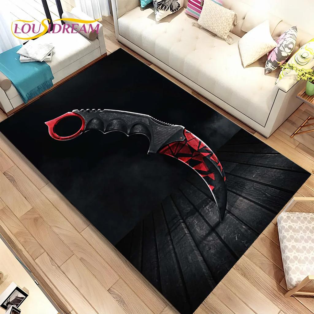 CS,knife,Swiss Knife Sword Games Area Rug,Carpet Rug for Home Living Room Children Bedroom Sofa Doormat Decor,Non-slip Floor Mat