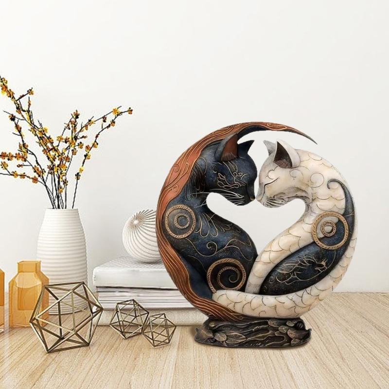 Black and white contrast art desktop decor, unique resin statue desktop decoration, suitable for home office decoration, A0KF