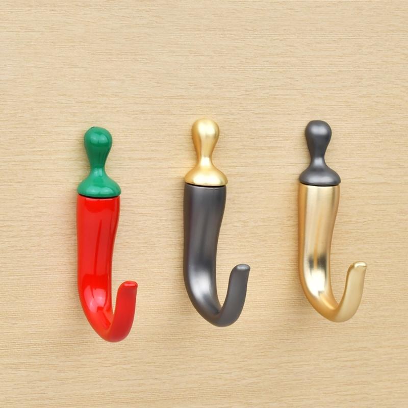 Chili Design Wall Hook For Organizing Keys And Clothing Strong Zinc Alloy Construction Easy To Install Hanger