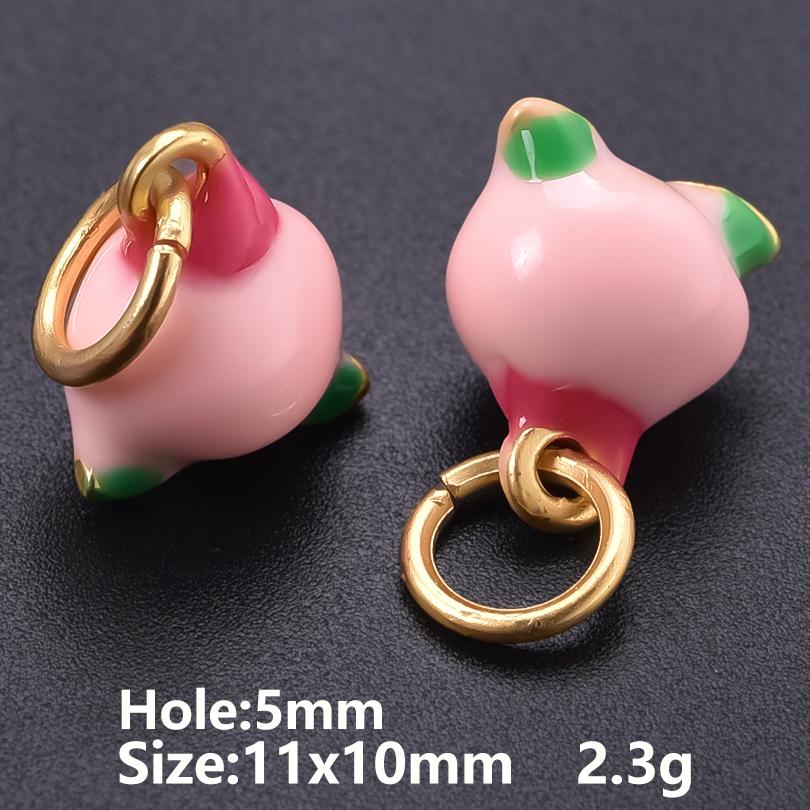 5pcs Fashion Strawberry Peach Watermelon Enamel Charm For Jewelry Making Supplies 3D Alloy Pendant DIY Accessories Findings Bulk