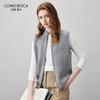 Women's 100% Wool Mock Neck Two-Way Zipper Knitted Vest