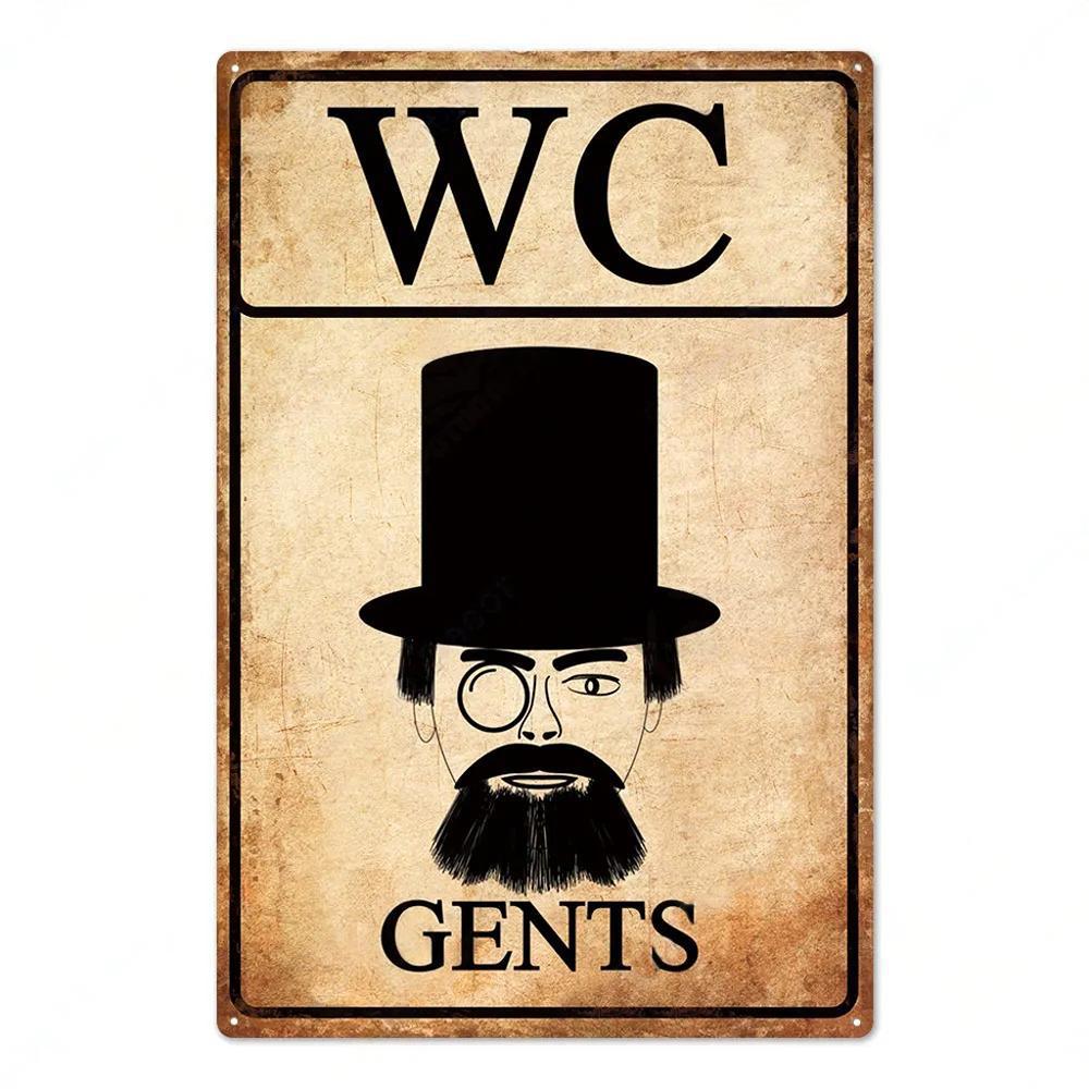 Toilet Sign Vintage Funny Metal Posters Tin Sign WC Lavatory Toilettes Wall Art Bathroom Restroom