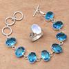 Swiss Blue Quartz Gemstone Women's Unisex Jewelry Bracelets & Rings 7-8''