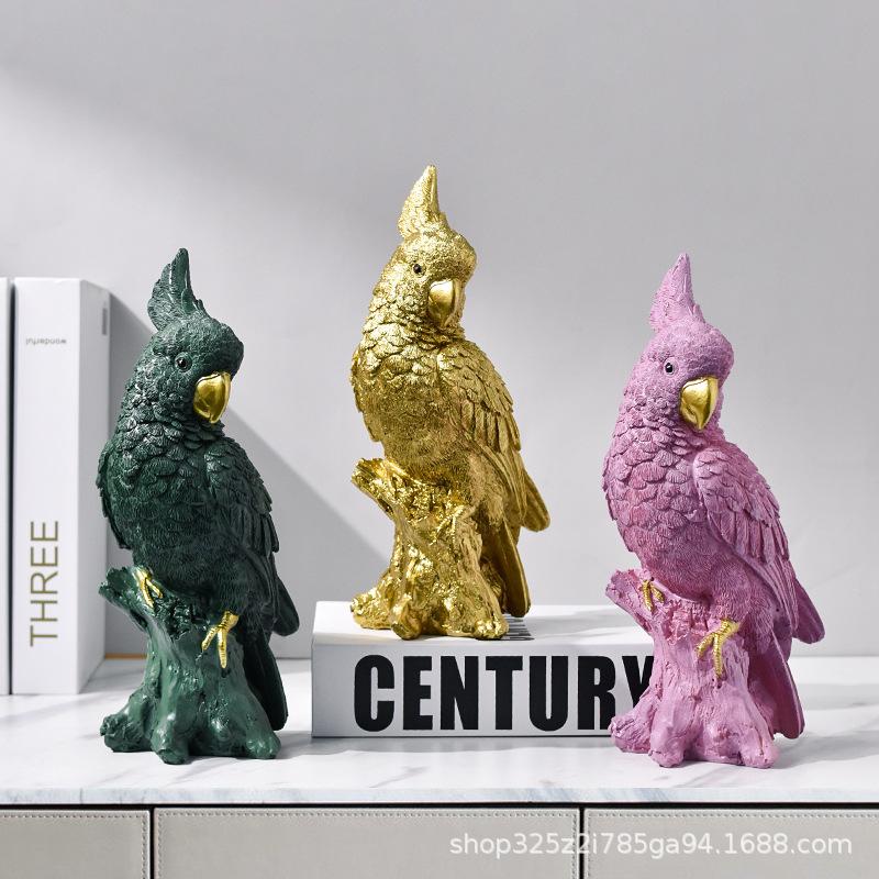 Nordic Modern Minimalist Parrot Resin Statue Home Decor Creative Animal Figurine Crafts Ornaments Table Living Room Decorations