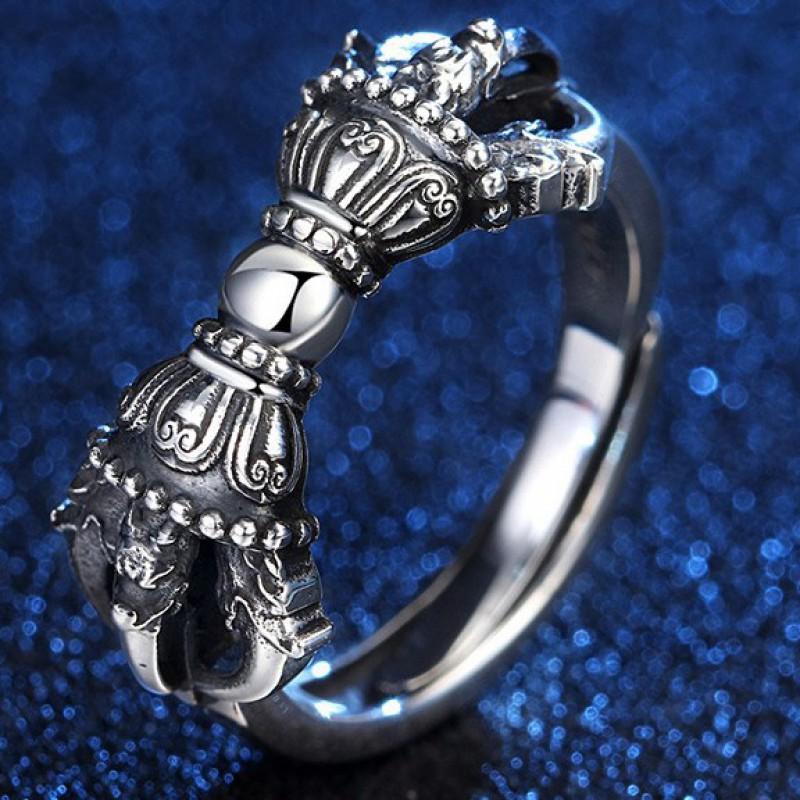 Verstellbarer Vintage Tibetischer Dorje Ring Herren Damen Beschichtet Offener Band Bohemian Schmuck