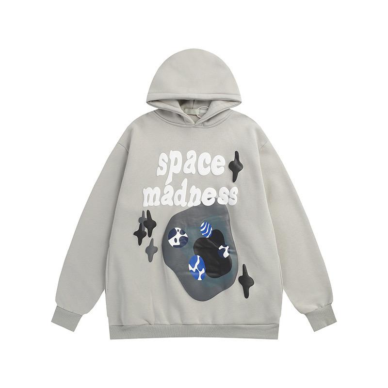 Graffiti Letter Foam Fleece Baggy Sweatshirts Męskie Oversize High Street Casual Hooded Hoodie Unisex Pullover Loose Hoody