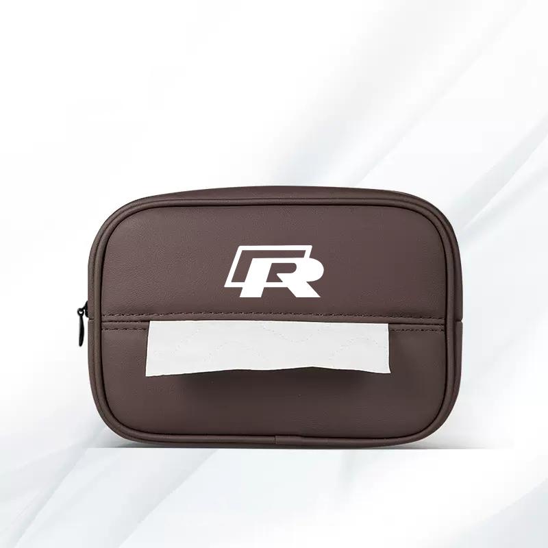 UNYDV1 Leather Car Tissue Box Sun Visor Seat Back Hanging Bag Accessories For Volkswagen VW RLine R GTI Golf Amarok Phaeton ID3 Tiguan