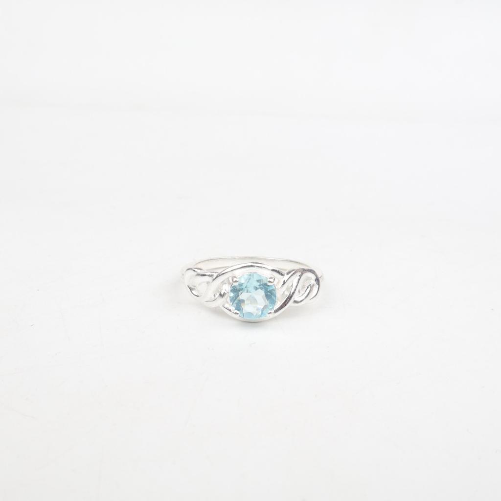 Boho Sky Blue Topaz Gemstone 925 Sterling Silver Jewelry Women's Engagement Ring CZR-6-5