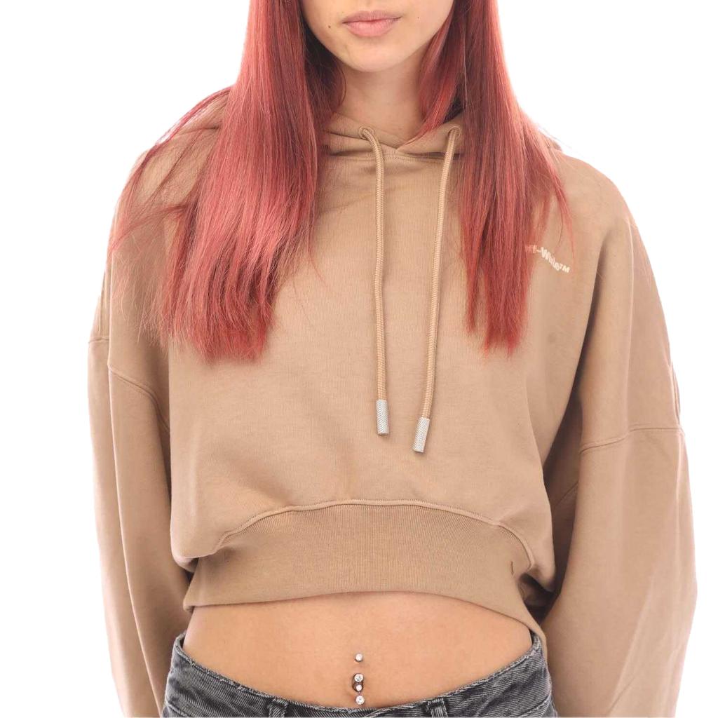 Off White Womens/Ladies For All Oversized Crop Hoodie