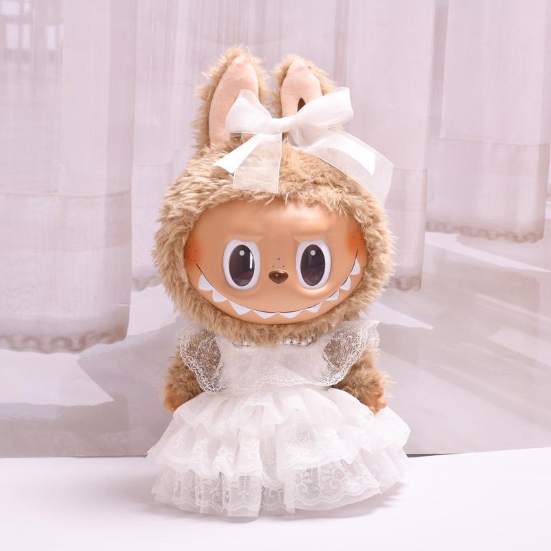 38cm Labubu Plush Doll Casual Outfit Set with Hat (Clothes Only)