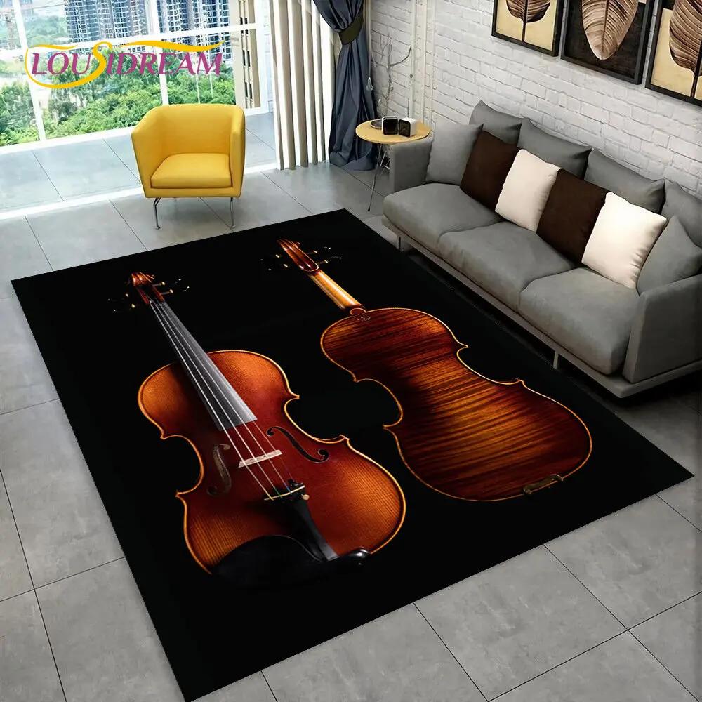 Classical Violin Instrument Music Area Rug,Carpet for Home Living Room Bedroom Sofa Doormat Kitchen Decor,kid Non-slip Floor Mat