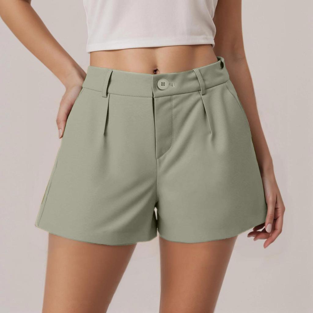 Ladies' Casual Suit Pants With High Waist And Slimming Effect, Versatile And Color Loose Shorts