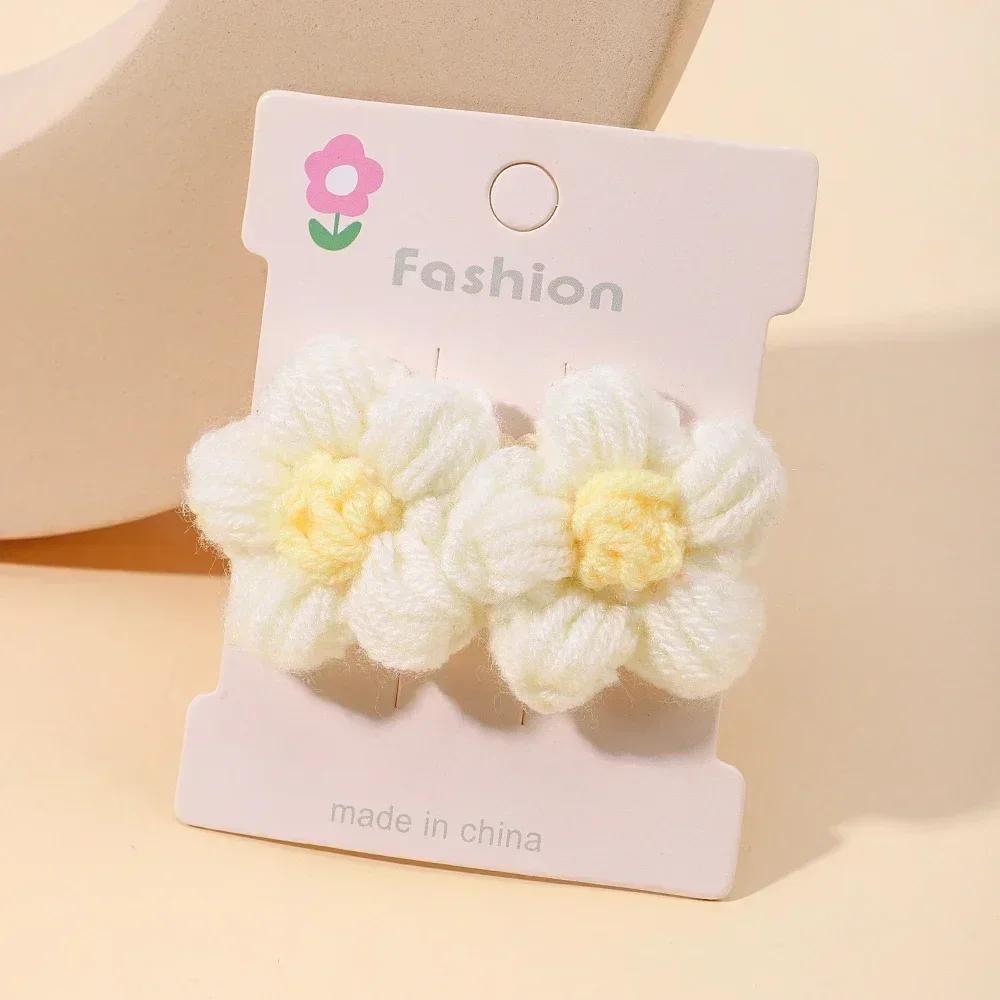 1/2/5 set Ins Daisy Flower Hair Clips Baby Girl Hairpins for Kids Lace White Barette Princess Hooks Infant Accessories Korean