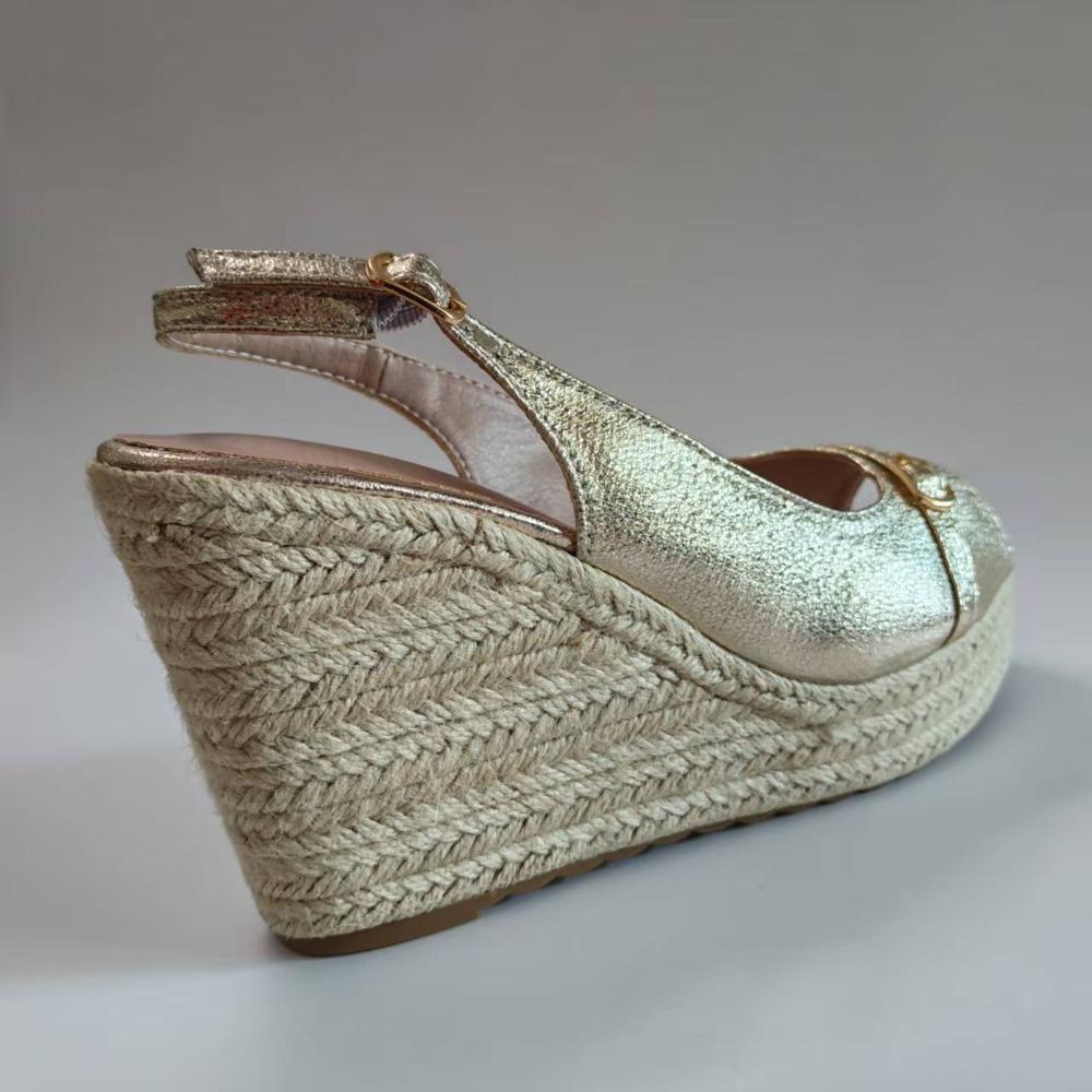Gold Platform Shoes Women Wedge Heels Peep Toe Elegant Ladies Party Evening Shoes Espadrille Wedge Heel 10cm Plus Size 42