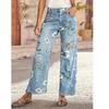 Floral Print Women's Straight Leg Jeans - Casual Fashion
