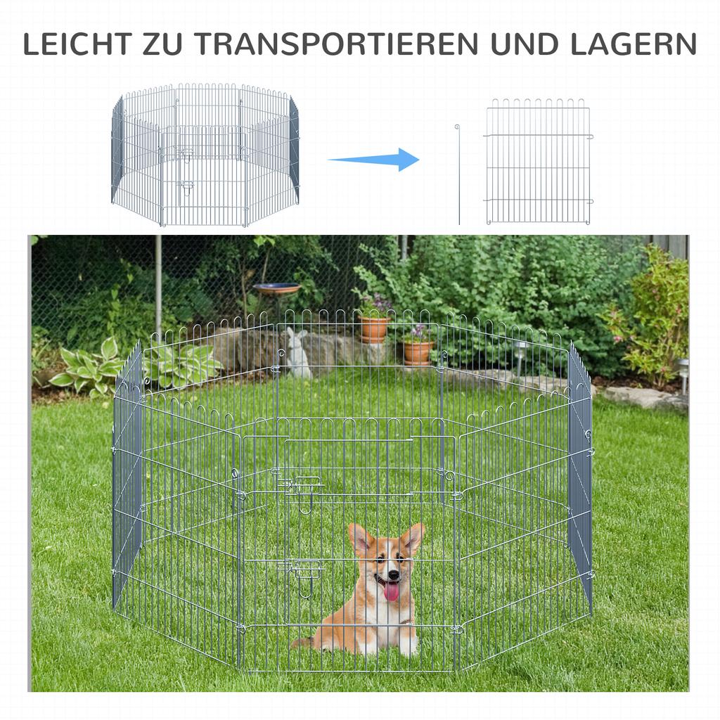 Recinto per Cani di Razza Libera Box Gioco per Cuccioli Recinzione per Cuccioli Box Gioco Cancello per Cuccioli per Animali 8 Pezzi L63 x A76 cm