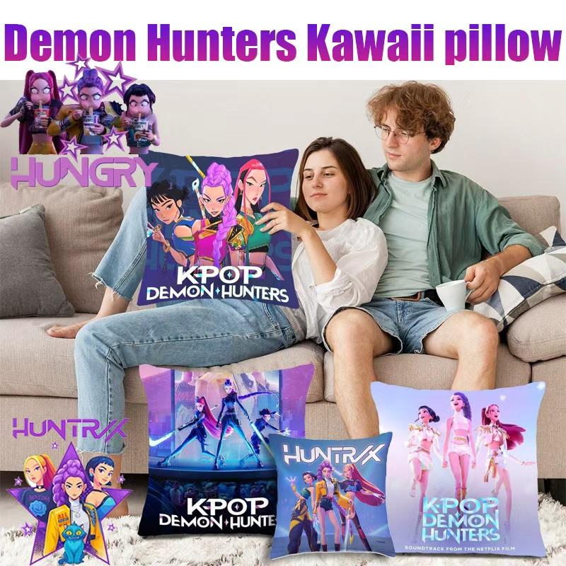 Kpop Dämonenjäger Kissenbezug Weich Bequem Huntrix Bedruckt Zuhause Auto Sofa Büro Kissenbezug Weihnachten Täglich Deko
