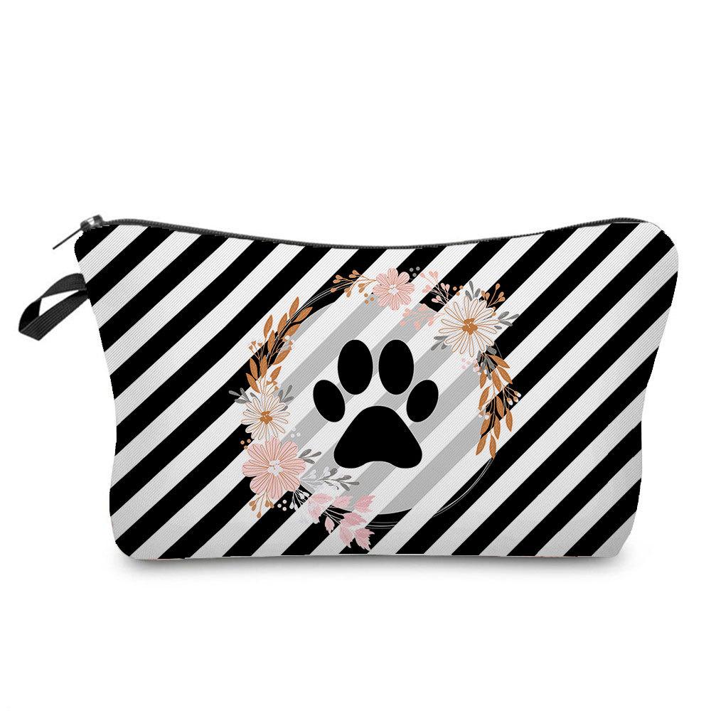 Women Dog Paw Print Cosmetic Bag Toiletries Organize Travel Storage Case 6874