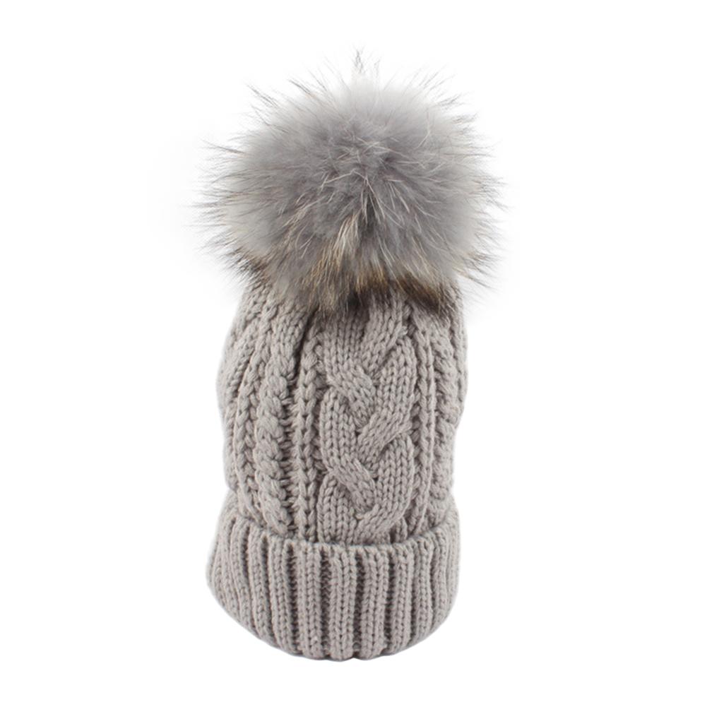 Winter Mom  Crochet Knitted Hat Ball Pompom Beanies Skull Cap for Kids Adult