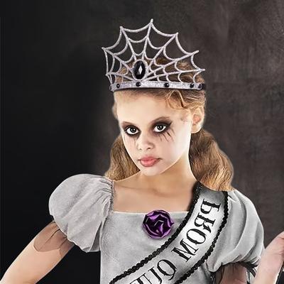 Halloween Spiderweb Crown Spooky Spider Web Tiara Headpiece for Women Girls Halloween Party Cosplay Costume Accessory