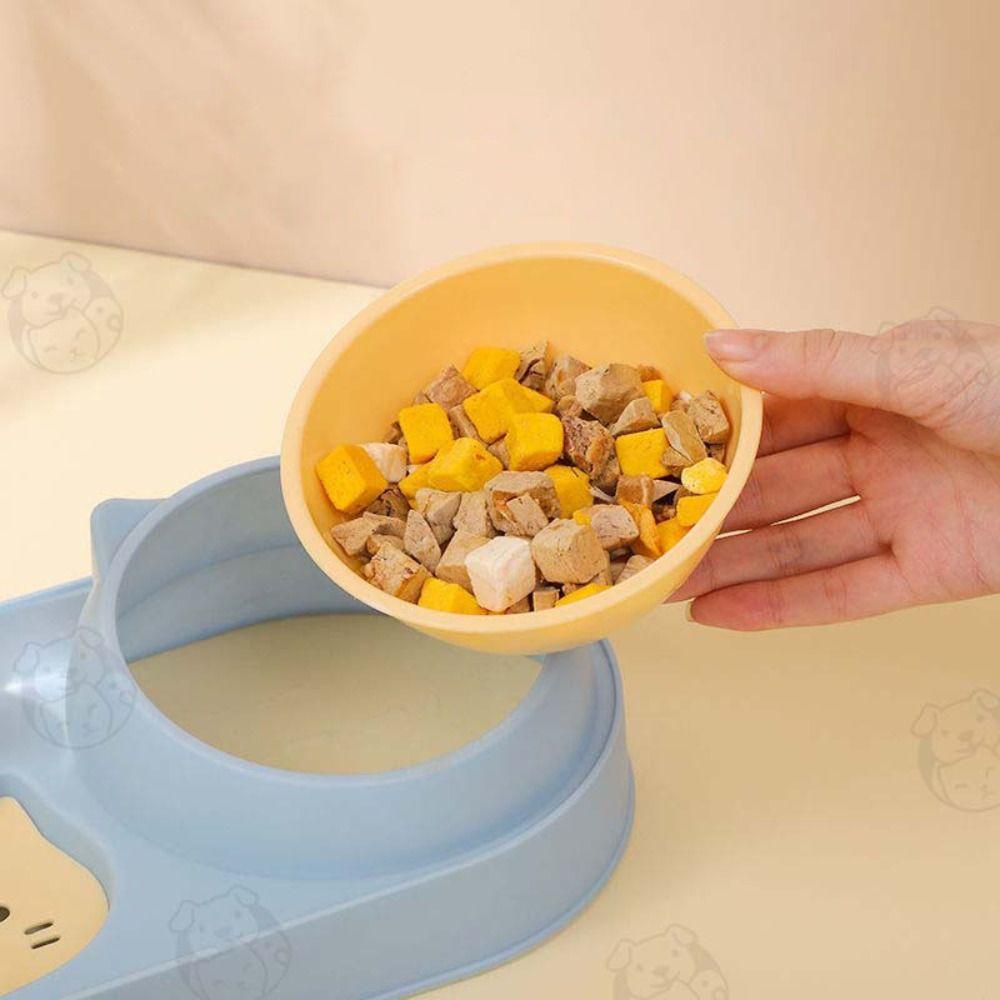2-in-1 Pet Bowl with Drinking Raised Stand Cat Double Bowls Durable Dog Food Bowl