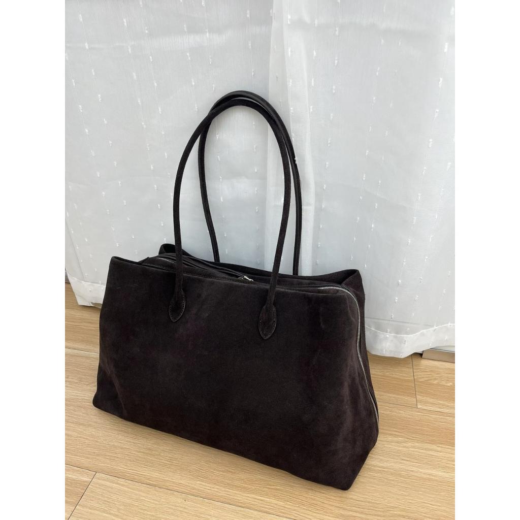 2025 Autumn and Winter Large Capacity Tote Bag Suede Leather Tote Women's Bag Minimalist Shoulder Underarm Cowhide Handbag